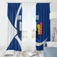 Personalized Japan Football Kitsune Mascot Window Curtain Japanese Pagoda Kitsune Mask Blue Samurai Style