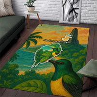 Sao Tome and Principe Tropical Island Area Rug with Bird and Cocoa Forest Print