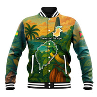 Sao Tome and Principe Tropical Island Baseball Jacket with Bird and Cocoa Forest Print