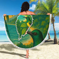 Sao Tome and Principe Tropical Island Beach Blanket with Bird and Cocoa Forest Print