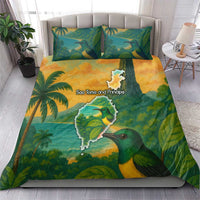 Sao Tome and Principe Tropical Island Bedding Set with Bird and Cocoa Forest Print
