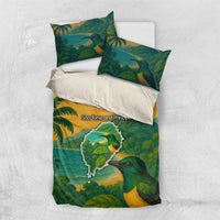 Sao Tome and Principe Tropical Island Bedding Set with Bird and Cocoa Forest Print