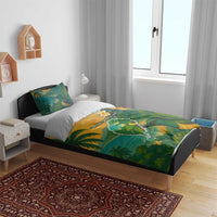 Sao Tome and Principe Tropical Island Bedding Set with Bird and Cocoa Forest Print