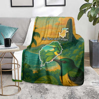 Sao Tome and Principe Tropical Island Blanket with Bird and Cocoa Forest Print