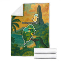 Sao Tome and Principe Tropical Island Blanket with Bird and Cocoa Forest Print