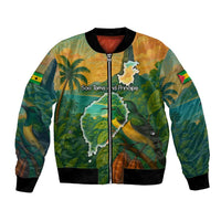 Sao Tome and Principe Tropical Island Bomber Jacket with Bird and Cocoa Forest Print
