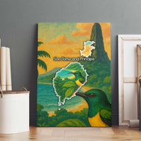 Sao Tome and Principe Tropical Island Canvas Wall Art with Bird and Cocoa Forest Print