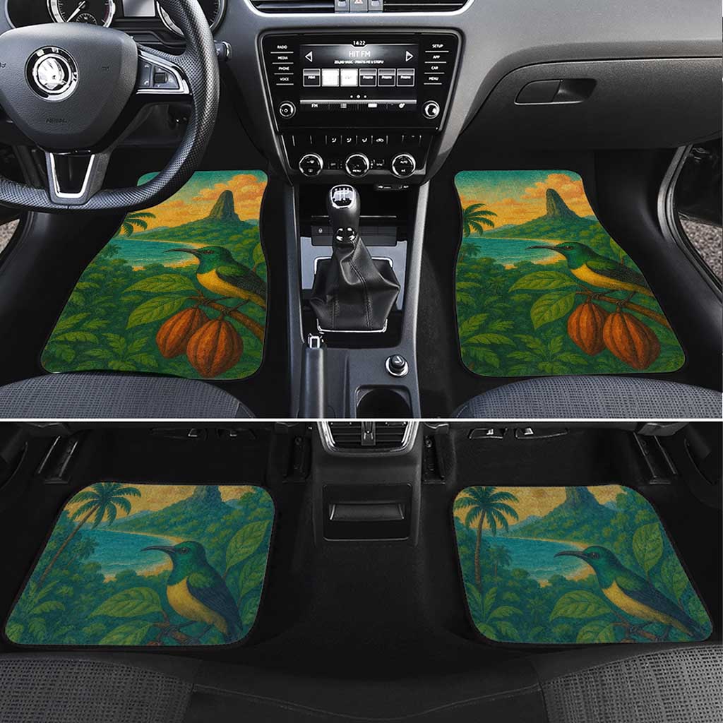 Sao Tome and Principe Tropical Island Car Mats with Bird and Cocoa Forest Print