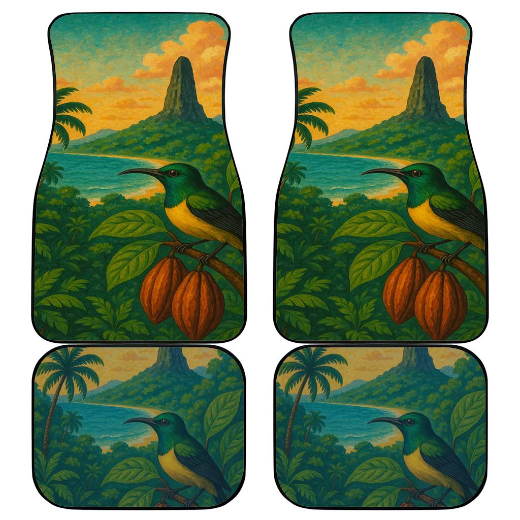 Sao Tome and Principe Tropical Island Car Mats with Bird and Cocoa Forest Print