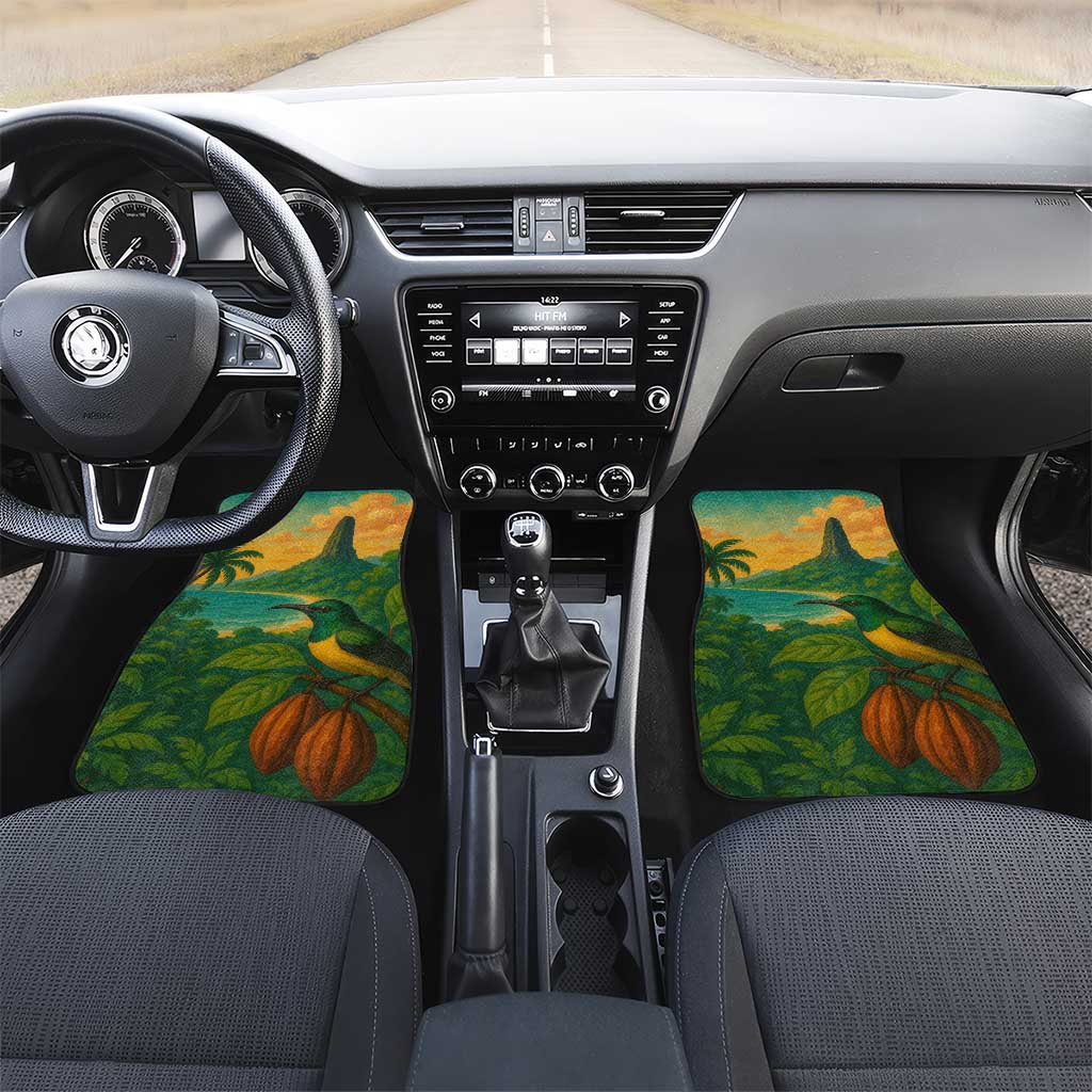 Sao Tome and Principe Tropical Island Car Mats with Bird and Cocoa Forest Print