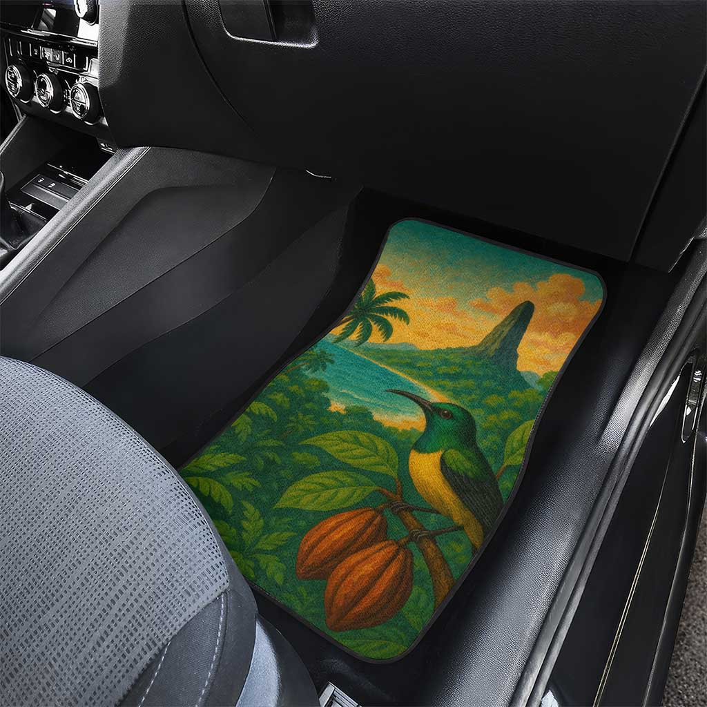 Sao Tome and Principe Tropical Island Car Mats with Bird and Cocoa Forest Print