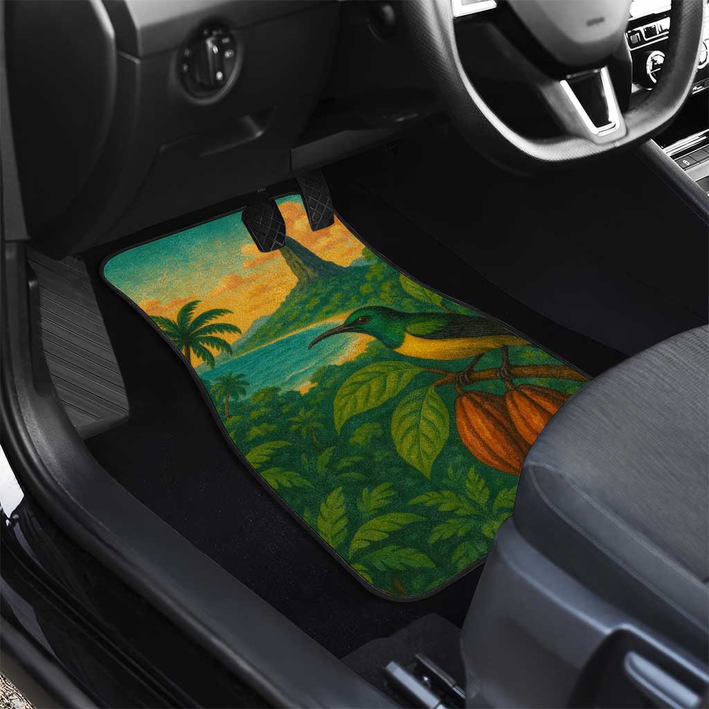 Sao Tome and Principe Tropical Island Car Mats with Bird and Cocoa Forest Print