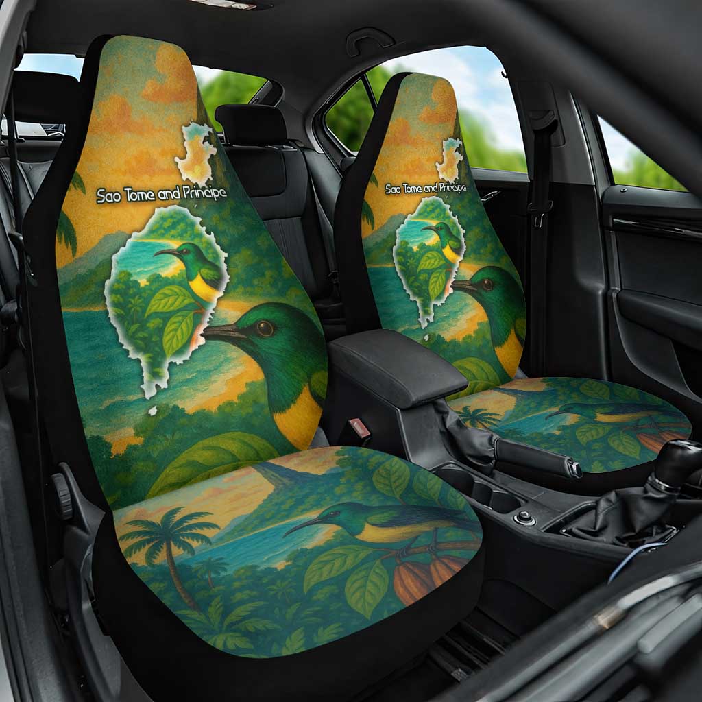 Sao Tome and Principe Tropical Island Car Seat Cover with Bird and Cocoa Forest Print