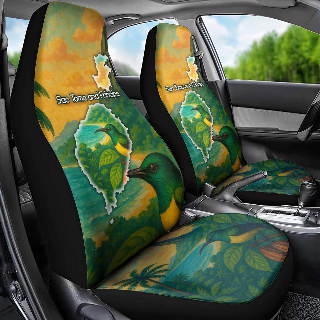 Sao Tome and Principe Tropical Island Car Seat Cover with Bird and Cocoa Forest Print