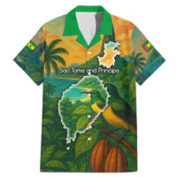 Sao Tome and Principe Tropical Island Family Matching Mermaid Dress and Hawaiian Shirt with Bird and Cocoa Forest Print