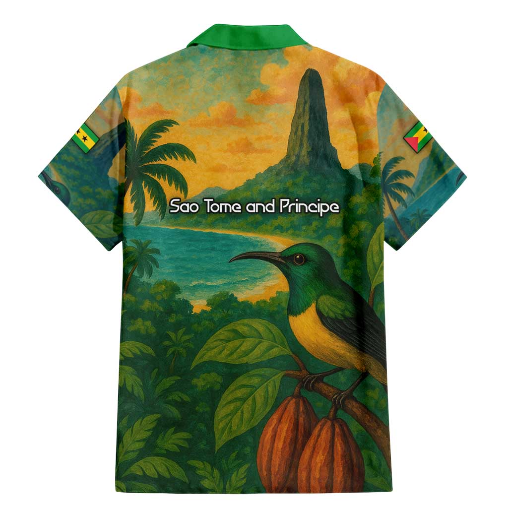 Sao Tome and Principe Tropical Island Family Matching Mermaid Dress and Hawaiian Shirt with Bird and Cocoa Forest Print