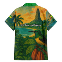 Sao Tome and Principe Tropical Island Family Matching Mermaid Dress and Hawaiian Shirt with Bird and Cocoa Forest Print