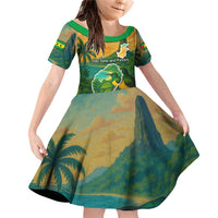 Sao Tome and Principe Tropical Island Family Matching Off Shoulder Short Dress and Hawaiian Shirt with Bird and Cocoa Forest Print