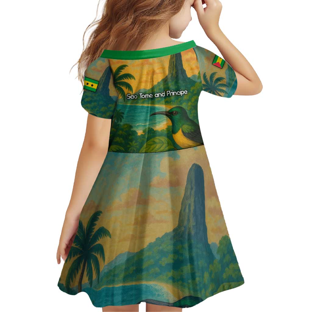 Sao Tome and Principe Tropical Island Family Matching Puletasi and Hawaiian Shirt with Bird and Cocoa Forest Print