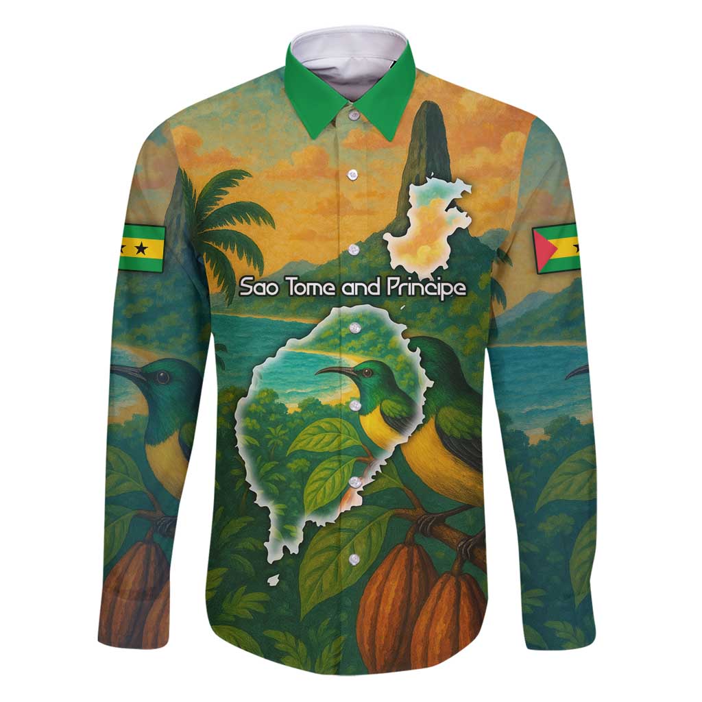 Sao Tome and Principe Tropical Island Family Matching Puletasi and Hawaiian Shirt with Bird and Cocoa Forest Print