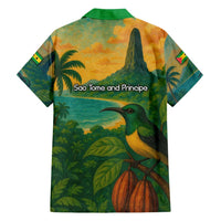 Sao Tome and Principe Tropical Island Family Matching Tank Maxi Dress and Hawaiian Shirt with Bird and Cocoa Forest Print