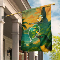 Sao Tome and Principe Tropical Island Garden Flag with Bird and Cocoa Forest Print