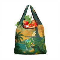 Sao Tome and Principe Tropical Island Grocery Bag with Bird and Cocoa Forest Print