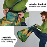 Sao Tome and Principe Tropical Island Grocery Bag with Bird and Cocoa Forest Print