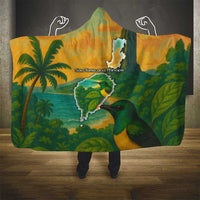 Sao Tome and Principe Tropical Island Hooded Blanket with Bird and Cocoa Forest Print