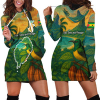 Sao Tome and Principe Tropical Island Hoodie Dress with Bird and Cocoa Forest Print