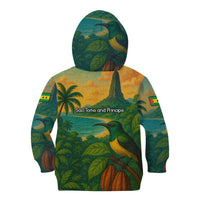 Sao Tome and Principe Tropical Island Kid Hoodie with Bird and Cocoa Forest Print