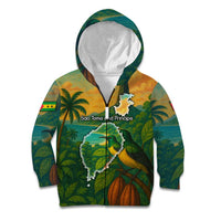 Sao Tome and Principe Tropical Island Kid Hoodie with Bird and Cocoa Forest Print