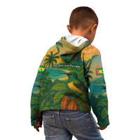 Sao Tome and Principe Tropical Island Kid Hoodie with Bird and Cocoa Forest Print