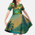 Sao Tome and Principe Tropical Island Kid Short Sleeve Dress with Bird and Cocoa Forest Print