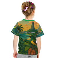 Sao Tome and Principe Tropical Island Kid T Shirt with Bird and Cocoa Forest Print