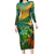 Sao Tome and Principe Tropical Island Long Sleeve Bodycon Dress with Bird and Cocoa Forest Print
