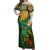 Sao Tome and Principe Tropical Island Off Shoulder Maxi Dress with Bird and Cocoa Forest Print