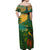 Sao Tome and Principe Tropical Island Off Shoulder Maxi Dress with Bird and Cocoa Forest Print