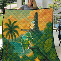 Sao Tome and Principe Tropical Island Quilt with Bird and Cocoa Forest Print