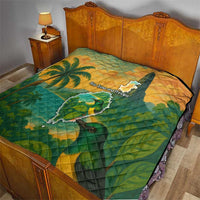 Sao Tome and Principe Tropical Island Quilt with Bird and Cocoa Forest Print