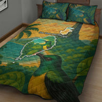 Sao Tome and Principe Tropical Island Quilt Bed Set with Bird and Cocoa Forest Print