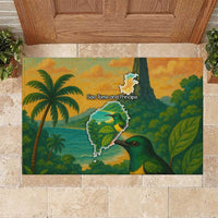 Sao Tome and Principe Tropical Island Rubber Doormat with Bird and Cocoa Forest Print