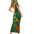 Sao Tome and Principe Tropical Island Short Sleeve Bodycon Dress with Bird and Cocoa Forest Print