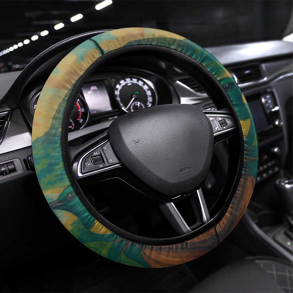Sao Tome and Principe Tropical Island Steering Wheel Cover with Bird and Cocoa Forest Print