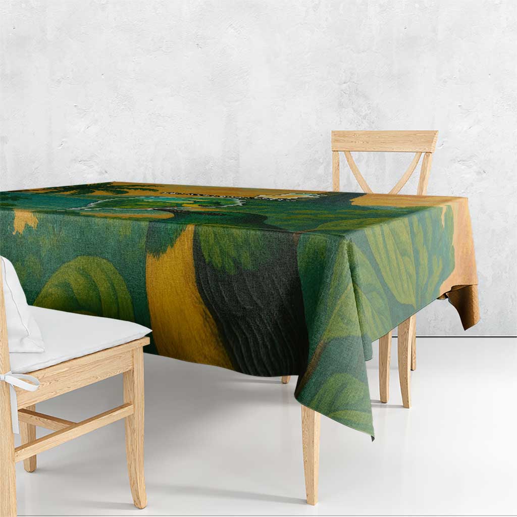 Sao Tome and Principe Tropical Island Tablecloth with Bird and Cocoa Forest Print