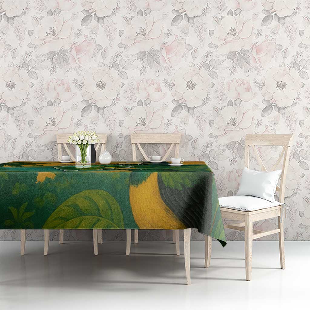 Sao Tome and Principe Tropical Island Tablecloth with Bird and Cocoa Forest Print
