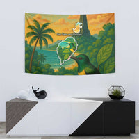 Sao Tome and Principe Tropical Island Tapestry with Bird and Cocoa Forest Print