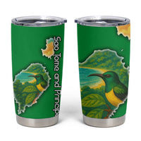 Sao Tome and Principe Tropical Island Tumbler Cup with Bird and Cocoa Forest Print