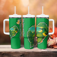 Sao Tome and Principe Tropical Island Tumbler With Handle with Bird and Cocoa Forest Print
