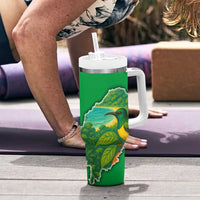 Sao Tome and Principe Tropical Island Tumbler With Handle with Bird and Cocoa Forest Print